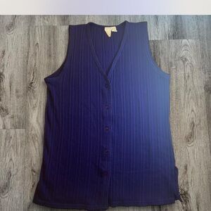 Vintage Victoria’s Secret Gold Label Purple Ribbed Button Front Vest Top